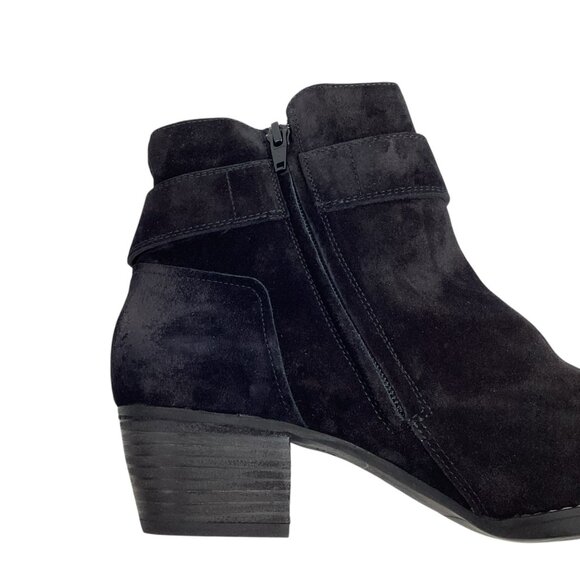 Paul Green Jano Moto Biker Womens 7.5 Suede Leather Ankle Boots Black - Picture 6 of 14